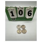 4 Silver American Half Dollars