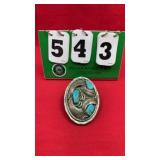 Vintage Navajo Nickel & Silver Belt Buckle