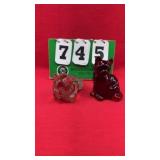 (2) Fenton Glass Animals