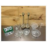 (2) Vintage Lamps & Misc. Clear Glass Pieces
