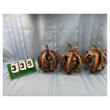 (3) Metal Pumpkin Decorations