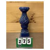 Vintage Blue Ceramic Pillar Candle Holder
