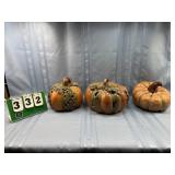 (3) Decorative Ceramic Pumpkins