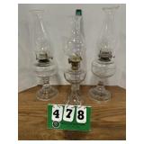 (3) Tall Oil Lamps