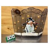 Metal Snowman Fireplace Screen