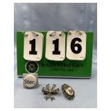Sterling, Silver Pins And Brooches