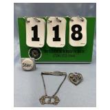 Sterling Silver Heart Pin And Chain Dangle Tie Pin