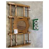 Vintage Mirror w/ Hat/Coat Hooks