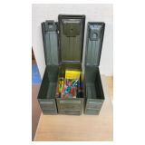 Lot of 3 ammo cans and miscellaneous shotshells.