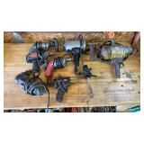 Quantity of power tools, mostly drills