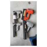 Lot of pneumatic nail guns and sander with face