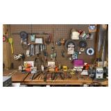 Large tool lot including wrenches, 1/2 HP bench Large tool lot including wrenches, 1/2 HP bench