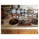 Lot With Norman Rockwell Plates, Cups, Glass