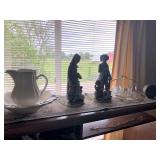 Lot With Pitcher & Basin, Large Figurines, Shot