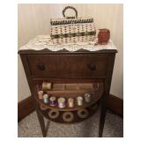 Antique Sewing Stand With Sewing Basket