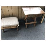 Lot With Folding Table & Foot Stool