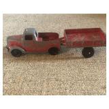 Vintage Toy Pickup Truck With Utility Trailer