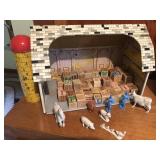 Vintage Tin Farm With Silo & Animals