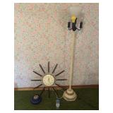Lot With Floor Lamp, Vintage Clock, Etc.