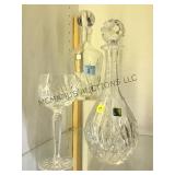 3 PIECES OF WATERFORD, 2-DECANTERS, 1-GLASS