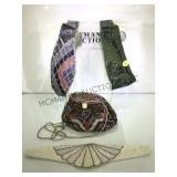 BEADED EVENING BAGS & 3 BEADED COLLARS