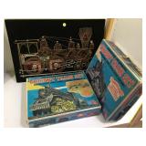 PAIR OF FREIGHT TRAIN SETS & WIRE ART