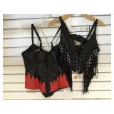 PAIR OF JR LEATHER WOMENS, HALTER TOPS, SIZE MED