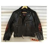 JR BLACK LERATHER JACKET, SIZE MED