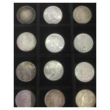 MORGAN & PEACE SILVER DOLLARS, 12 X MONEY