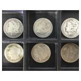 MORGAN SILVER DOLLARS, 6 X MONEY