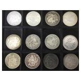 MORGAN SILVER DOLLARS, 12 X MONEY
