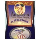 2000 COLORIZED AMERICAN SILVER EAGLE W/ COA & CASE