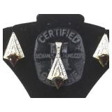 STERLING EARRINGS & PENDANT W/ CLEAR& RED GEMS