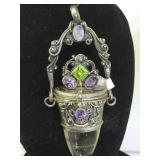 STERLING STASH PENDANT W/ VARIOUS GEMS