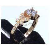 STERLING BUTTERFLY& HEART RING W/CLEAR GEMS