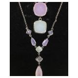 STERLING NECKLACE W/ OPAQUE GEMSTONES