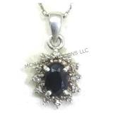 STERLING NECKLACE W/ BLACK GEMSTONE