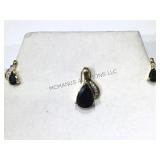 STERLING EARRING& PENDANT SET, W/ BLUE GEMS