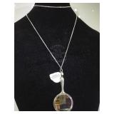34" WEBSTER STERLING NECKLACE W/ HAND-MIRROR PENDA