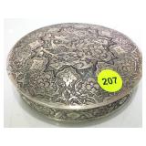 ANTIQUE STERLING HAND MADE POWDER BOX, 252G