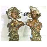 PAIR OF ART NOUVEAU SPELTER COLD PAINTED FIGURES