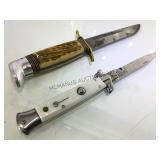 PAIR OF KNIVES, 1-ANTLER HANDLE & SWITCHBLADE