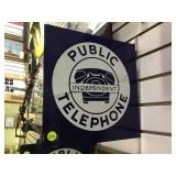 ENAMEL ON METAL DOUBLE-SIDED PUBLIC TELEPHONE