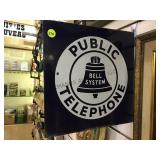 ENAMEL ON METAL DOUBLE-SIDED PUBLIC PHONE SIGN