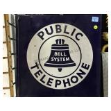 ENAMEL ON METAL FLANGE PUBLIC PHONE SIGN