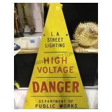 LARGE METAL "HIGH VOLTAGE" SIGN