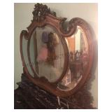 ANTIQUE MIRROR DRESSER WITH BLACK MARBLE TOP