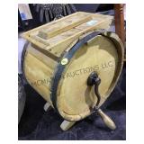 VINTAGE WOODEN CYLINDER BUTTER CHURN