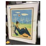 "THE GIRL IN THE ORANGE SUN" EMBOSSED PRINT, L.E.