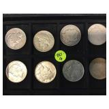 MORGAN & PEACE SILVER DOLLARS, 8 X MONEY